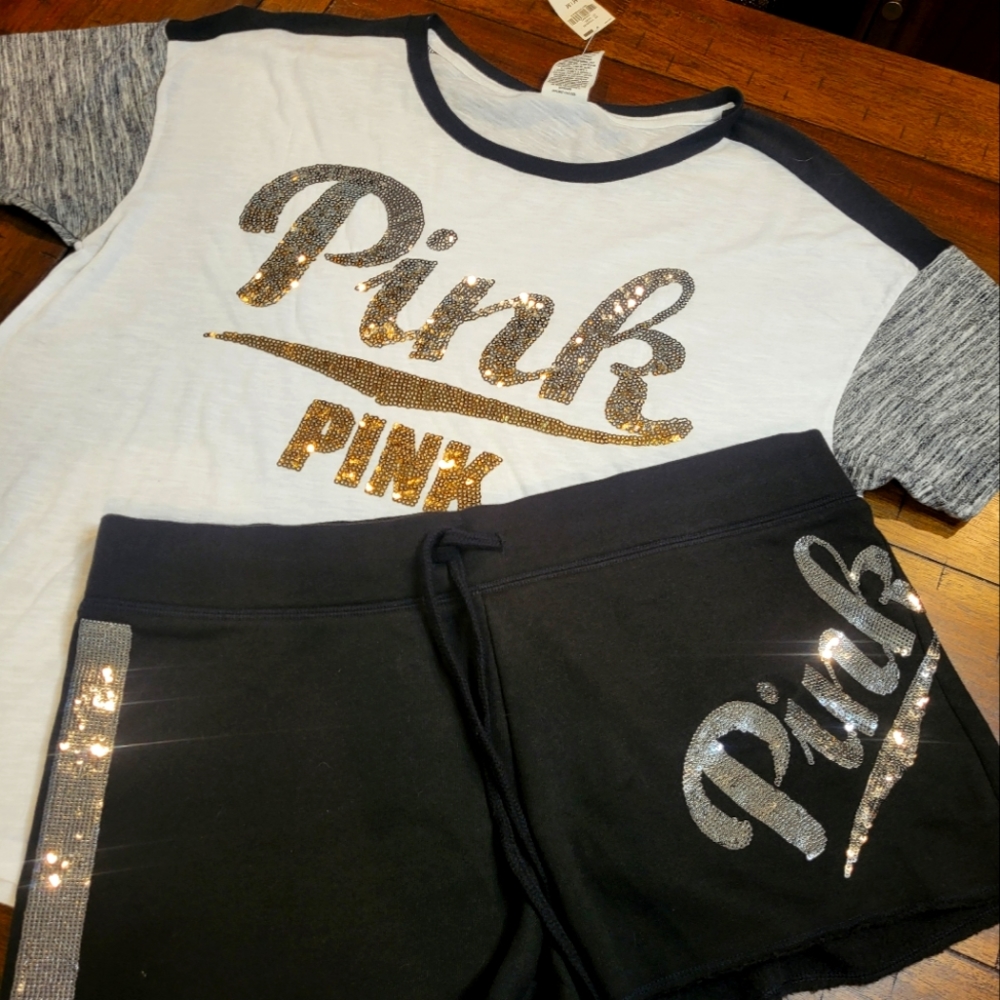 VICTORIA'S SECRET PINK BLING SHORT SET. NWT